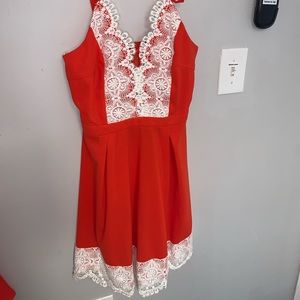 Bright orange white lace summer dress